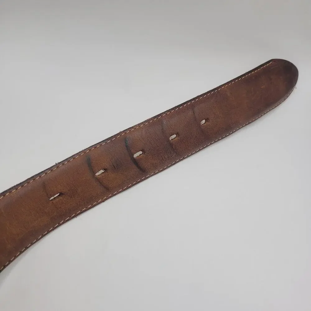 Silver Creek Classics Belt Mens 32‎ Brown Leather Work Casual Stitched Buckle